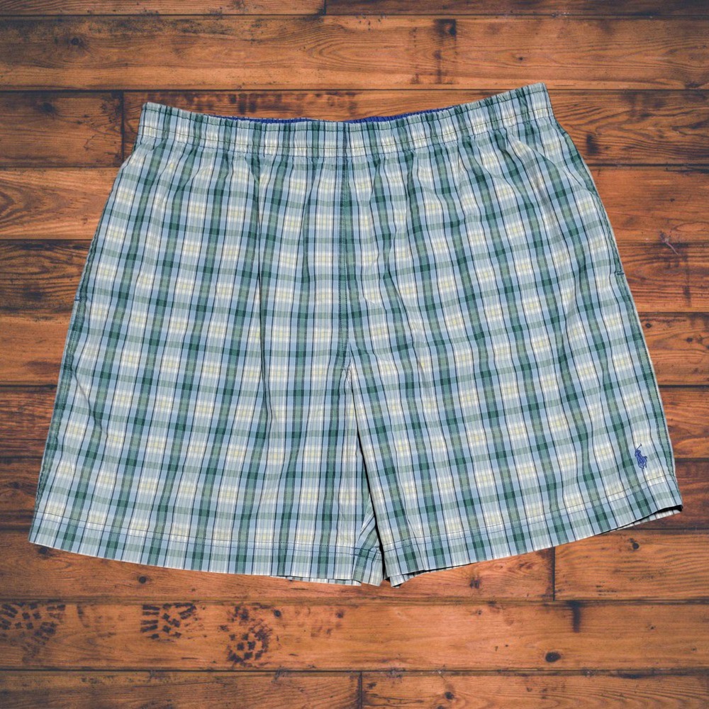 Polo Sport Ralph Lauren‎ Plaid Swim Trunks Men's Size XL Blue Green
